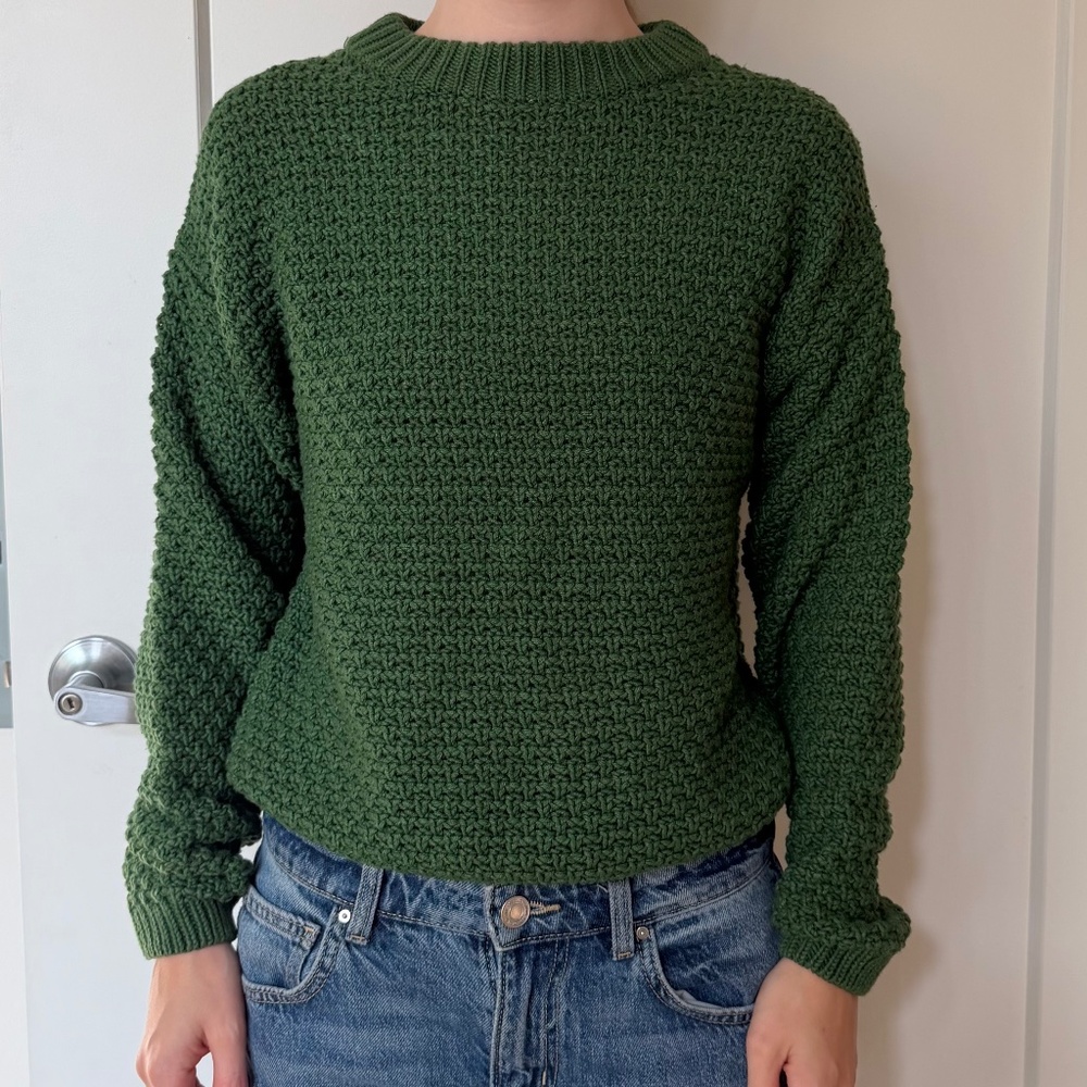 Dark Green Cable Knit Sweater